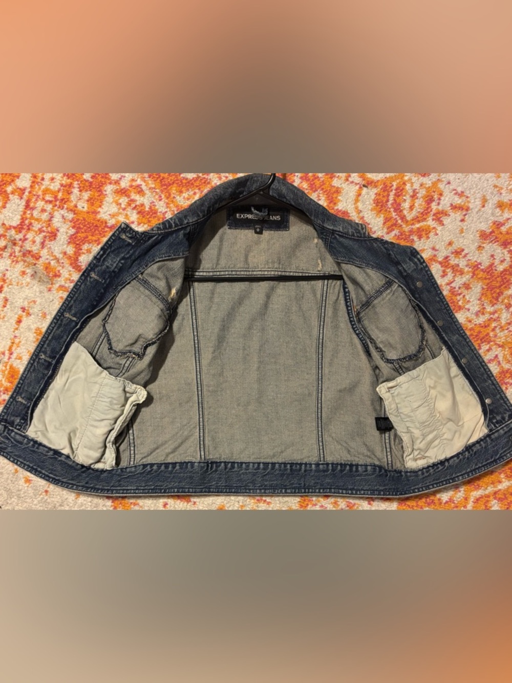 Express Distressed Dark Blue Denim Vest - Picture 4 of 10